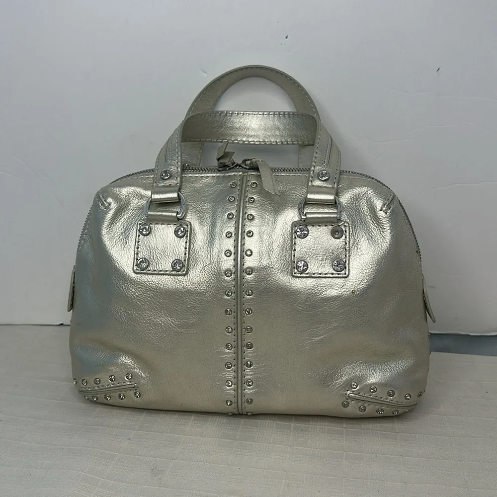 MICHAEL Michael Kors Metallic Gold Rhine Stone Studded Zipper Handbag